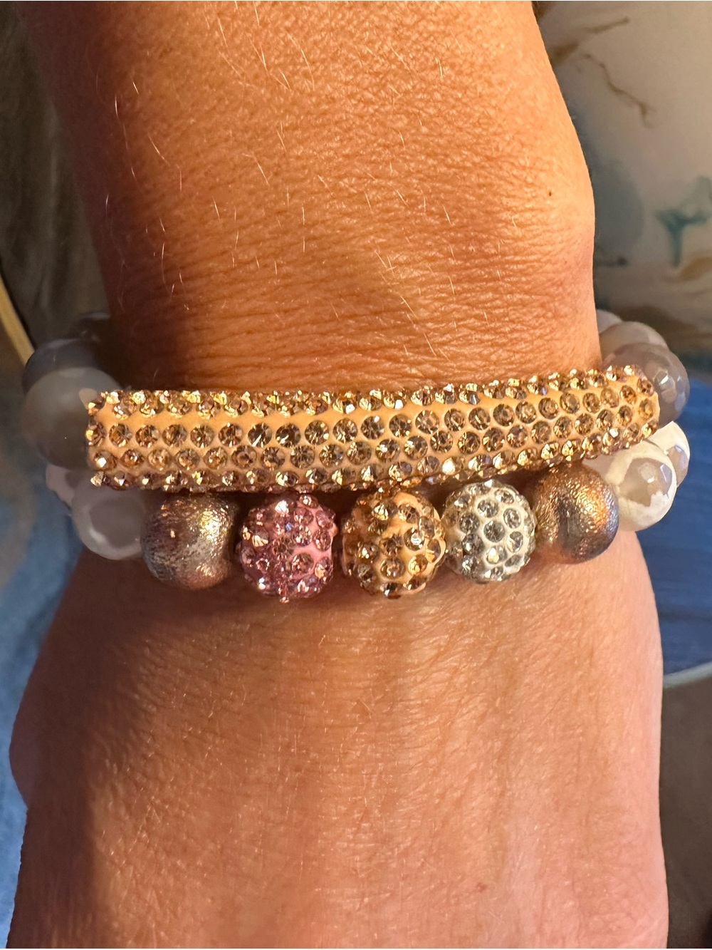 Erimish Rose Gold & Pink Pave Stretch Bracelet Set
